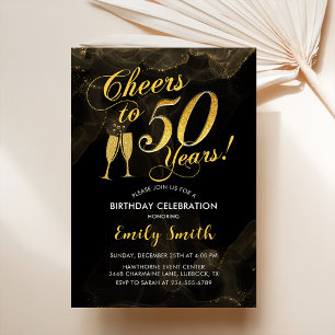 50e verjaardag - Cheers tot 50 jaar Gold Black Kaart