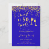 50e verjaardag - Cheers tot 50 jaar Gold Royal Blu Kaart (Voorkant)