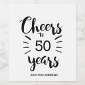 50e verjaardag - Cheers tot 50 jaar Wijn Etiket (Enkel label)