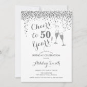 50e verjaardag - Cheers tot 50 jaar zilverwit Kaart (Voorkant)