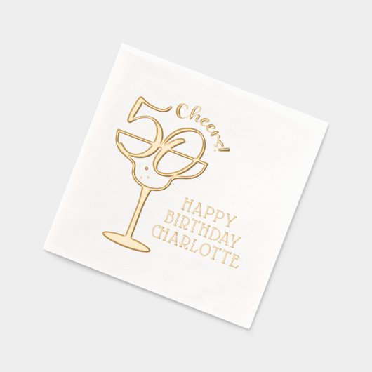 50e verjaardag Cheers Vijftig verjaardag gepersona Folie Servetten (Links)