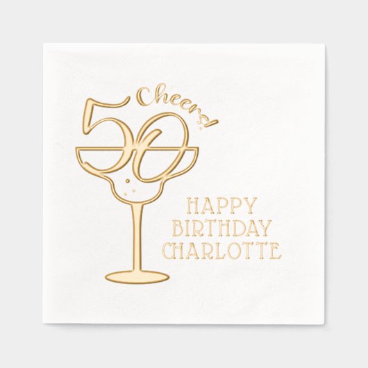 50e verjaardag Cheers Vijftig verjaardag gepersona Folie Servetten (Voorkant)