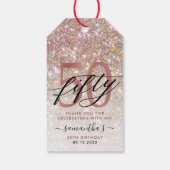 50e verjaardag Chic Glitter Ombre Dank u Cadeaulabel (Achterkant)