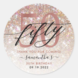 50e verjaardag Chic Glitter Ombre Dank u Ronde Sticker