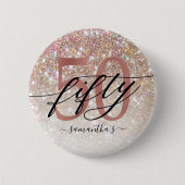 50e verjaardag Chic Glitter Ombre Ronde Button 5,7 Cm (Voorkant)