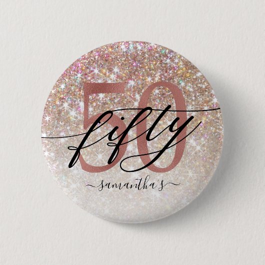 50e verjaardag Chic Glitter Ombre Ronde Button 5,7 Cm (Voorkant)