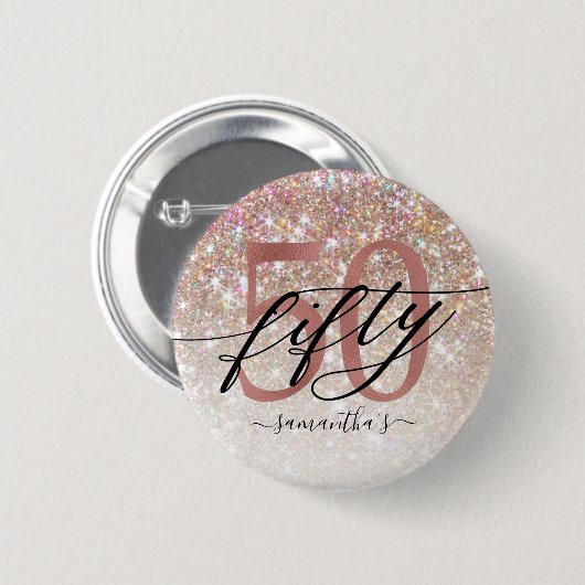 50e verjaardag Chic Glitter Ombre Ronde Button 5,7 Cm (Voorkant /achterkant)