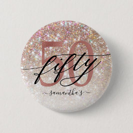 50e verjaardag Chic Glitter Ombre Ronde Button 5,7 Cm