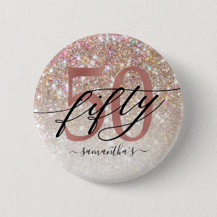 50e verjaardag Chic Glitter Ombre Ronde Button 5,7 Cm