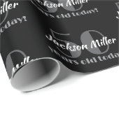 50e verjaardag Chic Zwart-wit Custom Cadeaupapier (Rol Hoek)