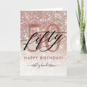 50e verjaardag chique glitter ombre Kaart
