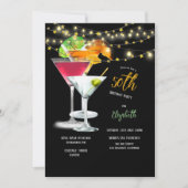 50e verjaardag, cocktailbril en garnishes kaart (Voorkant)