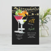 50e verjaardag, cocktailbril en garnishes kaart (Staand voorkant)