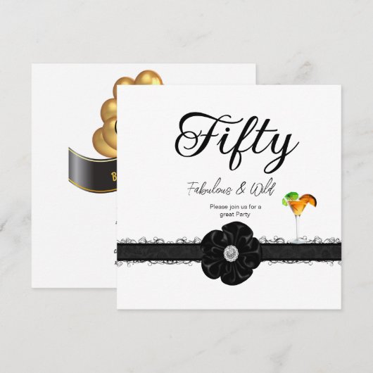 50e verjaardag Cocktails ballonnen Kaart (Voorkant / Achterkant)