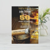 50e verjaardag, Cocktails & Sigars-uitnodiging (Staand voorkant)