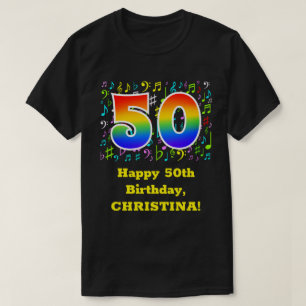 50e verjaardag: Colorful Music Symbols, Rainbow 50 T-shirt