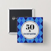 50e verjaardag Cool Blue Fantastic Vierkante Button 5,1 Cm (Voorkant /achterkant)