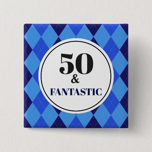 50e verjaardag Cool Blue Fantastic Vierkante Button 5,1 Cm (Voorkant)