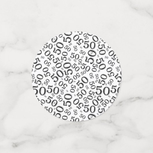 50e verjaardag Cool Number Pattern Zwart-wit Confetti (Kleine voorkant)