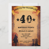 50e verjaardag cowboy oud papier paardrijden feest kaart (Voorkant)