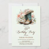 50e Verjaardag Cowgirl Boots en Pet Verjaardagsfee Kaart (Voorkant)