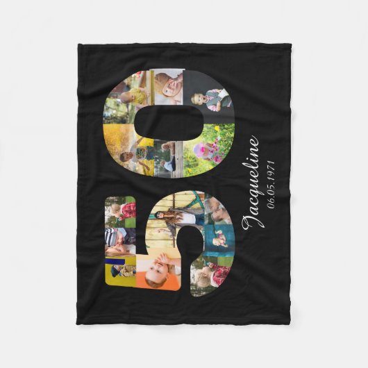 50e verjaardag Creëer Uw eigen multi-foto Fleece Deken (Voorkant)