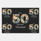 50e verjaardag Creëer Uw eigen multi-foto Inpakpapier Vel (Voorkant)