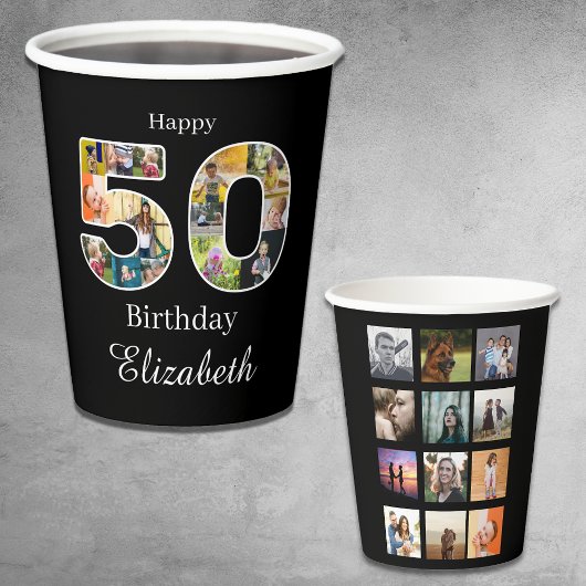 50e verjaardag Creëer Uw eigen multi-foto Papieren Bekers