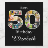 50e verjaardag Creëer Uw eigen multi-foto Wijn Etiket (Enkel label)