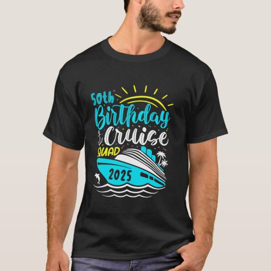 50e verjaardag cruise 2025 Squad Vakantie reis Mat T-shirt (Voorkant)