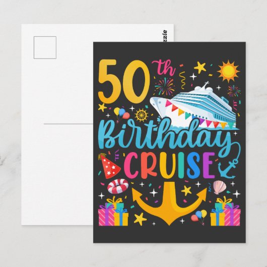 50e verjaardag Cruise B-Day Party Briefkaart (Voorkant / Achterkant)