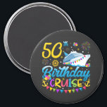 50e verjaardag Cruise B-Day Party Circle Magneet<br><div class="desc">50th Birthday Cruise B-Day Party Grappig design Gift Circle Magnet Classic Collectie.</div>