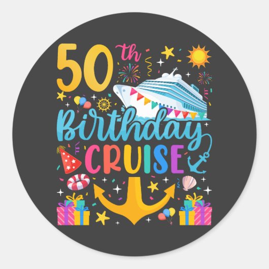 50e verjaardag Cruise B-Day Party Ronde Sticker (Voorkant)