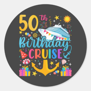50e verjaardag Cruise B-Day Party Ronde Sticker