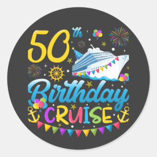 50e verjaardag Cruise B-Day Party Ronde Sticker