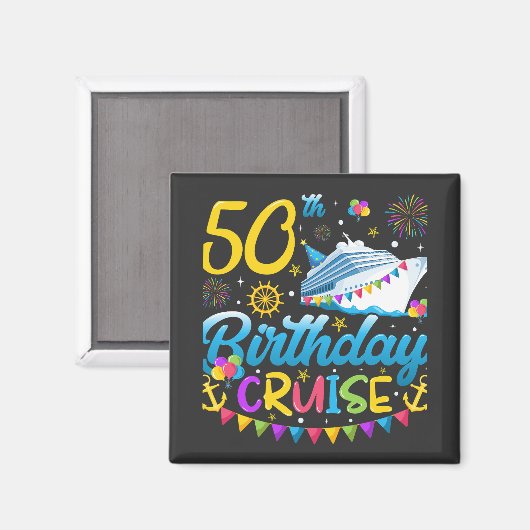50e verjaardag Cruise B-Day Party Square Magneet (Voorkant / Achterkant)