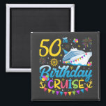 50e verjaardag Cruise B-Day Party Square Magneet<br><div class="desc">50th Birthday Cruise B-Day Party Grappig design Gift Square Magnet Classic Collectie.</div>