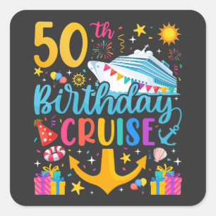 50e verjaardag Cruise B-Day Party Vierkante Sticker