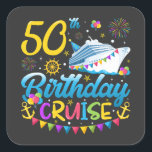 50e verjaardag Cruise B-Day Party Vierkante Sticker<br><div class="desc">50th Birthday Cruise B-Day Party Grappig design Gift Square Sticker Classic Collectie.</div>