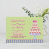 50e verjaardag Cupcakes Invitation Kaart (Staand voorkant)