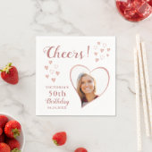 50e Verjaardag Custom Foto Roos Goud Wit Proost Servet (Insitu)