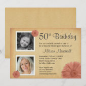 50e verjaardag  Daisy 2 Foto nodigt uit Kaart (Voorkant / Achterkant)