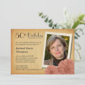 50e verjaardag  Daisy Foto-uitnodigingen Kaart (Staand voorkant)