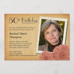 50e verjaardag  Daisy Foto-uitnodigingen Kaart