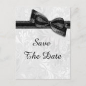 50e verjaardag Damask en Faux Bow Save The Date Aankondigingskaart (Voorkant)