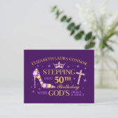 50e verjaardag, dames, christelijk briefkaart (Staand voorkant)