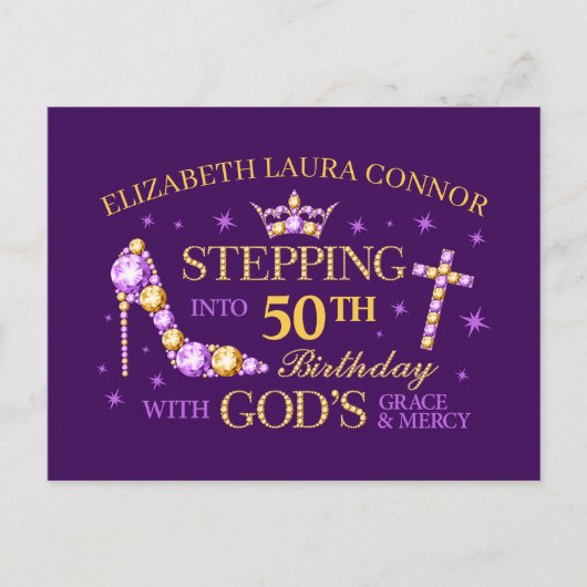 50e verjaardag, dames, christelijk briefkaart (Voorkant)