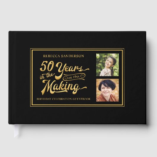 50e verjaardag Dan en nu Foto's Black Gold Gastenboek (Voorkant)
