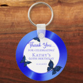 50e verjaardag: Dank je blauwe vlinders Sleutelhanger (Voorkant)