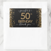 50e verjaardag Dank je Gold Glitter Rechthoekige Sticker (Tas)
